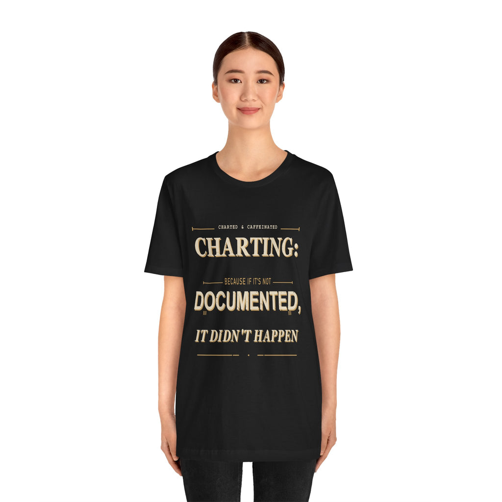 Charting Nurse T-Shirt by Printify featuring a nurse-themed graphic on a comfortable casual cotton tee.